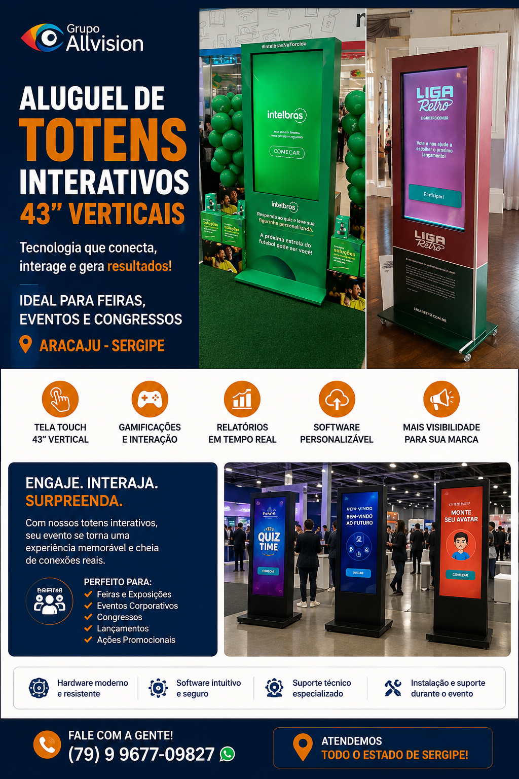 Aluguel de Totens Interativos, Painéis de LED, TVs Touch e Palestra Silenciosa em Aracaju – Sergipe