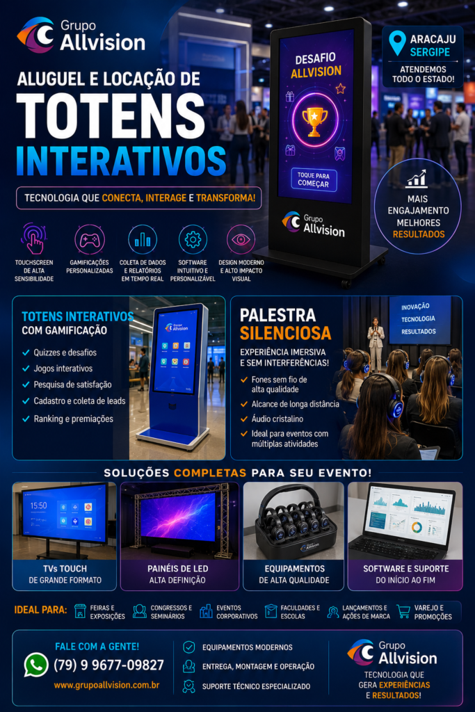 Aluguel de Painel de LED e Totem Interativo para Congressos em Aracaju, Sergipe