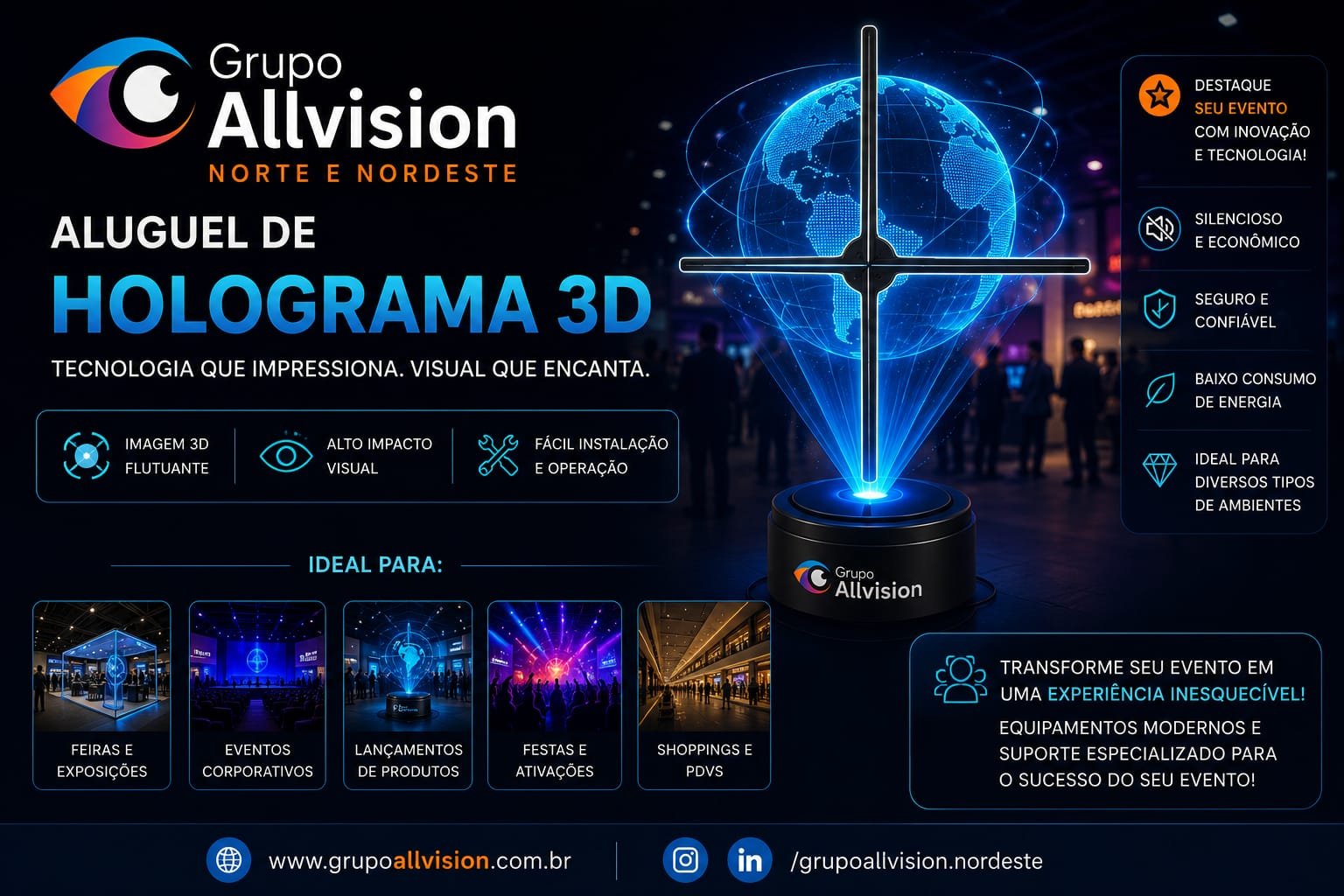 Aluguel de Totem Touchscreen, Holobox, Holograma 3D e Tablet para Feiras e Eventos em Aracaju, Sergipe